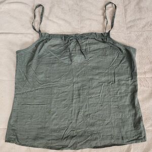 NWT Y2K Abercrombie & Fitch Boho Olive Green Square Airy Basic Casual Cotton Top